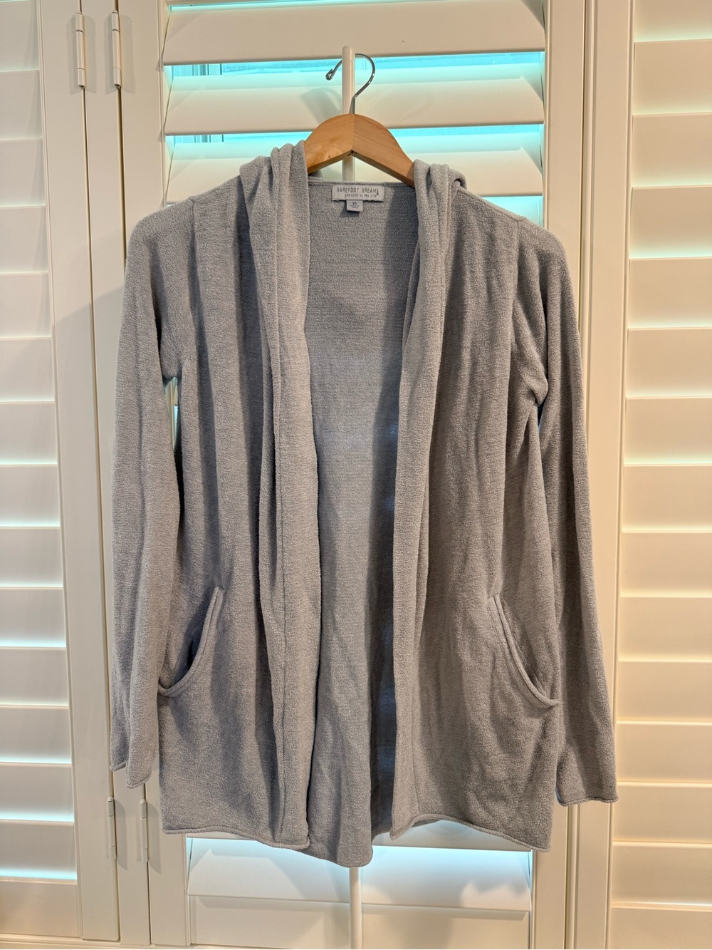 Barefoot Dreams Light Grey Open-Front Hooded Cardigan